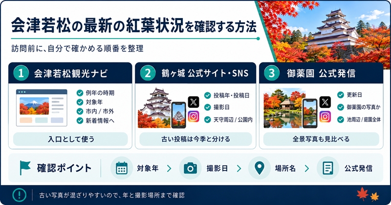 会津若松の最新の紅葉状況を確認する方法