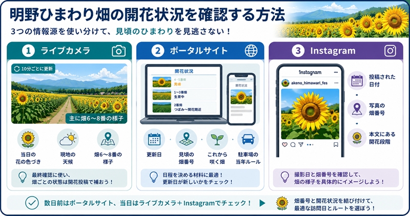 明野ひまわり畑の開花状況を確認する方法