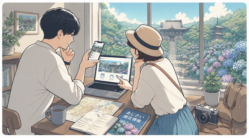 雨引観音のあじさい開花状況を確認する方法