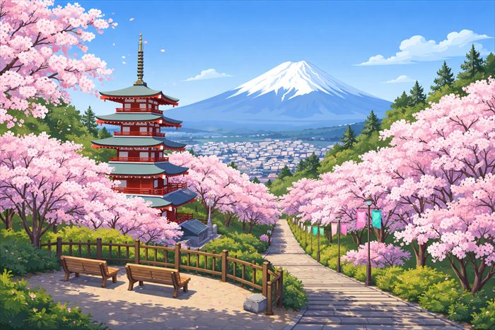 新倉富士浅間神社の桜 見頃とアクセス情報