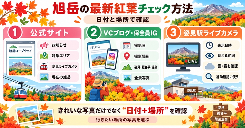 大雪山・旭岳の最新の紅葉状況を確認する方法