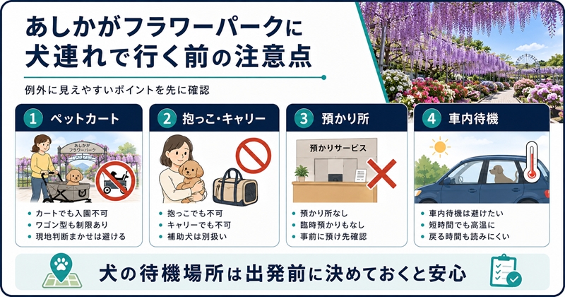 あしかがフラワーパークに犬連れで行く前の注意点