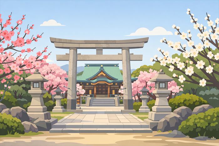 綱敷天満宮 梅の開花状況と見頃