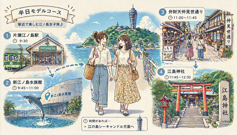 江ノ島観光を女子で満喫する半日と1日のモデルコース