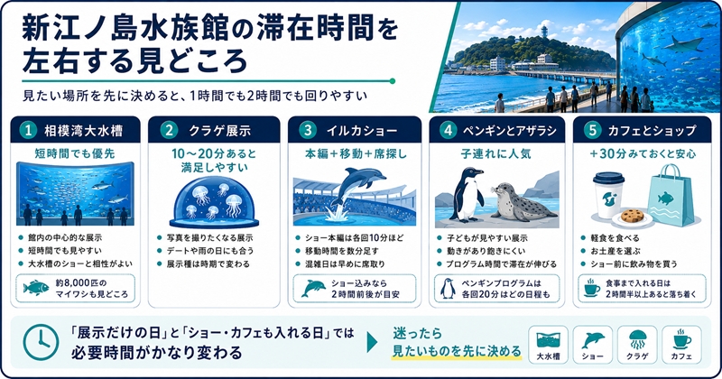 新江ノ島水族館の滞在時間を左右する見どころ
