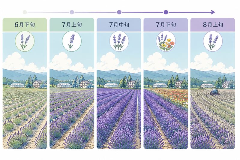 ファーム富田 ラベンダーの見頃を時期別に見る