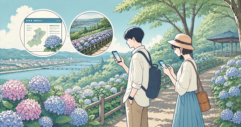 船岡城址公園のあじさいの開花状況を確認する方法
