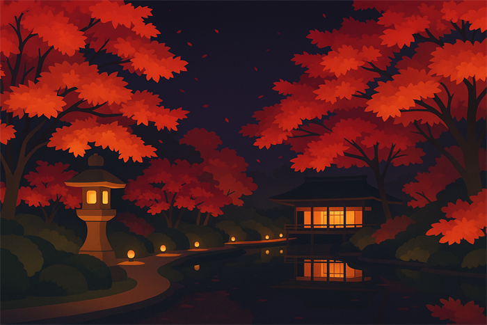 八芳園の紅葉ライトアップ