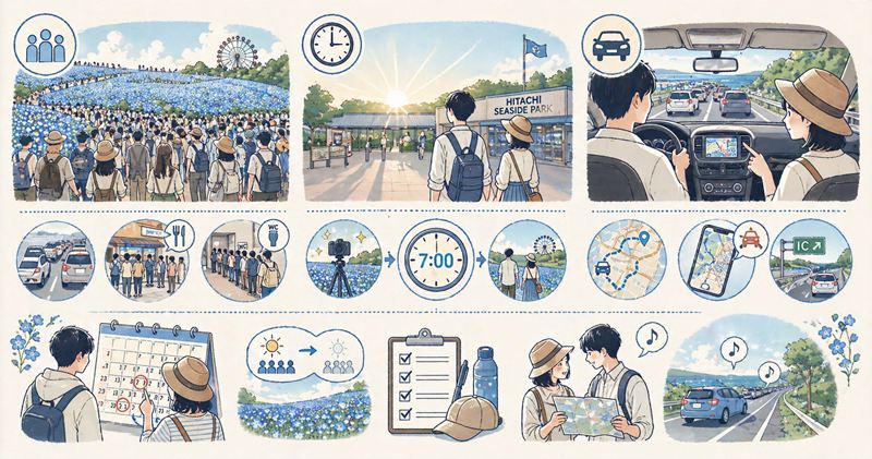 ひたち海浜公園のネモフィラ見頃時期の混雑予想と回避のコツ