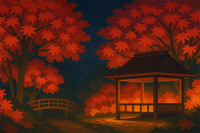 深耶馬渓・一目八景の紅葉ライトアップ