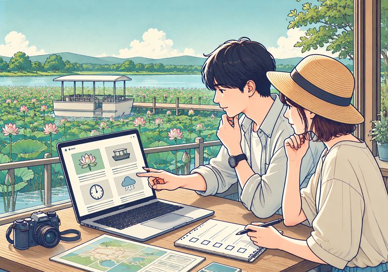 伊豆沼 ハスの開花状況を確認する方法