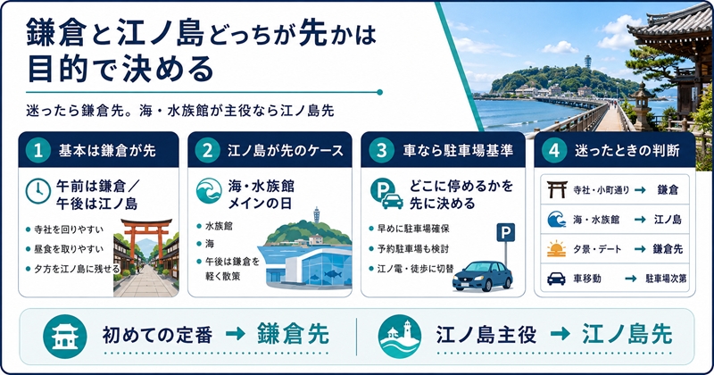 結論:鎌倉と江ノ島どっちが先かは目的で決める