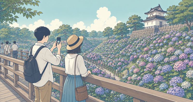 黒羽城址公園のあじさいの見どころ
