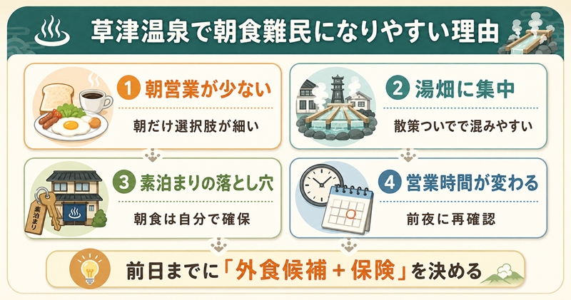草津温泉で朝食難民になりやすい理由