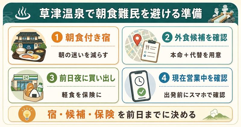 草津温泉で朝食難民を避ける準備