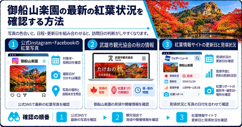 御船山楽園の最新の紅葉状況を確認する方法