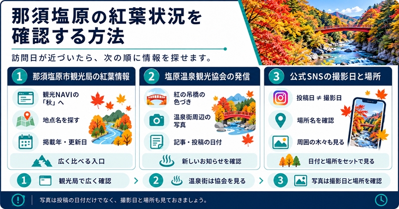 那須塩原の紅葉状況を確認する方法