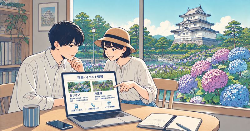 小田原城のあじさいの開花状況を確認する方法