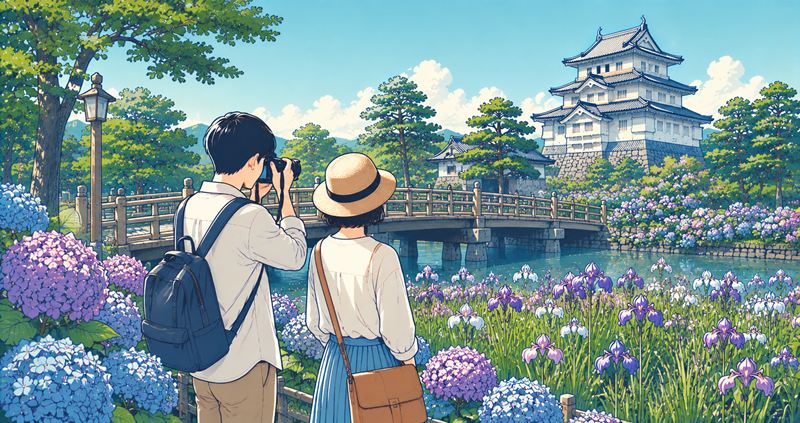小田原城のあじさいと花菖蒲の見どころ