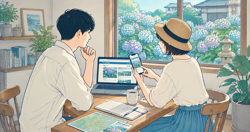 太平山のあじさいの開花状況を確認する方法
