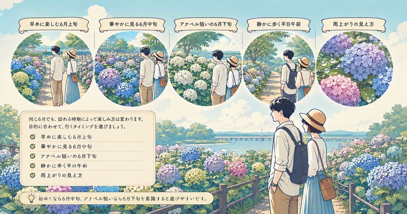 権現堂 あじさいの見頃別のおすすめ時期