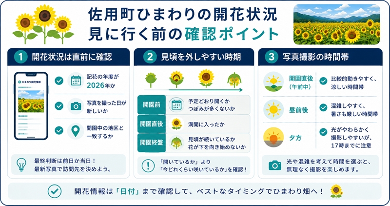 佐用町ひまわりの開花状況|見に行く前の確認ポイント