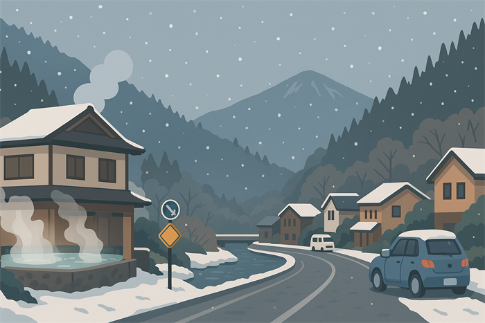 四万温泉の雪はいつから？車の注意点