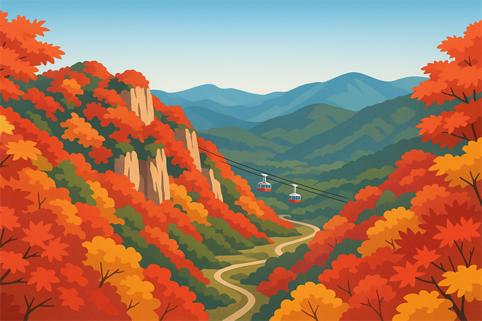 紅葉の寒霞渓ロープウェイ