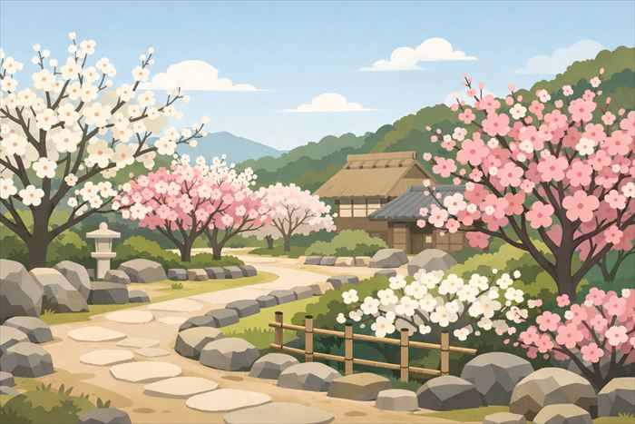 寿長生の郷 梅の開花状況と見頃