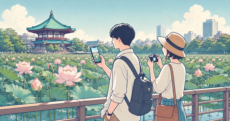 上野公園 不忍池の蓮の花の開花状況を確認する方法