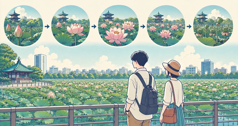 上野公園 不忍池の蓮の花を時期別に見る