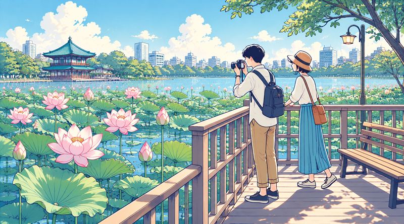上野公園 不忍池の蓮の花をきれいに見るコツ