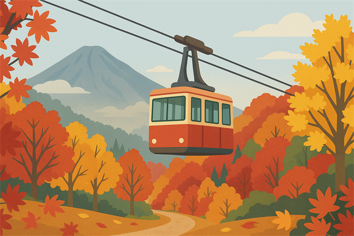 雲仙ロープウェーと紅葉