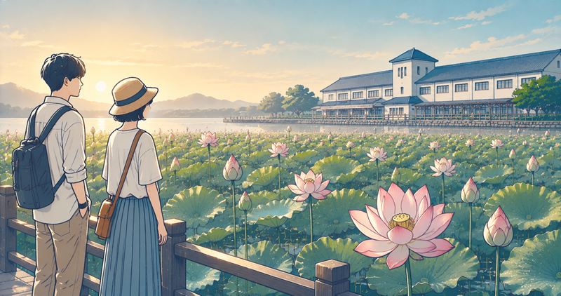 ヤマサ蒲鉾の蓮を見るなら朝が狙い目