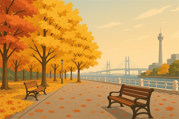 横浜・山下公園の紅葉