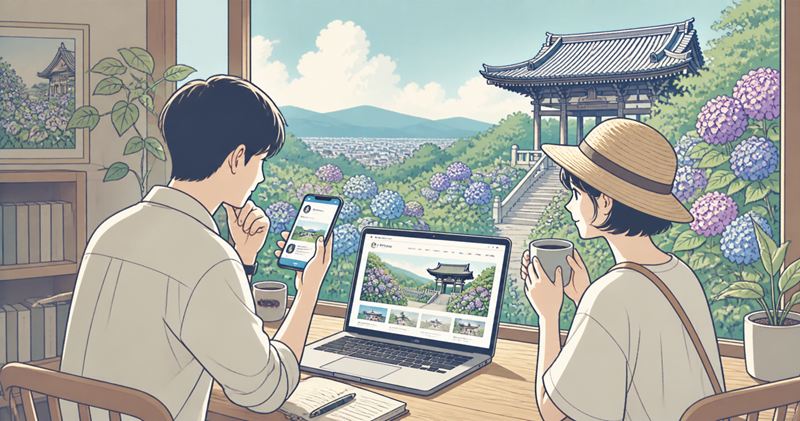 善峯寺のあじさい開花状況を確認する方法